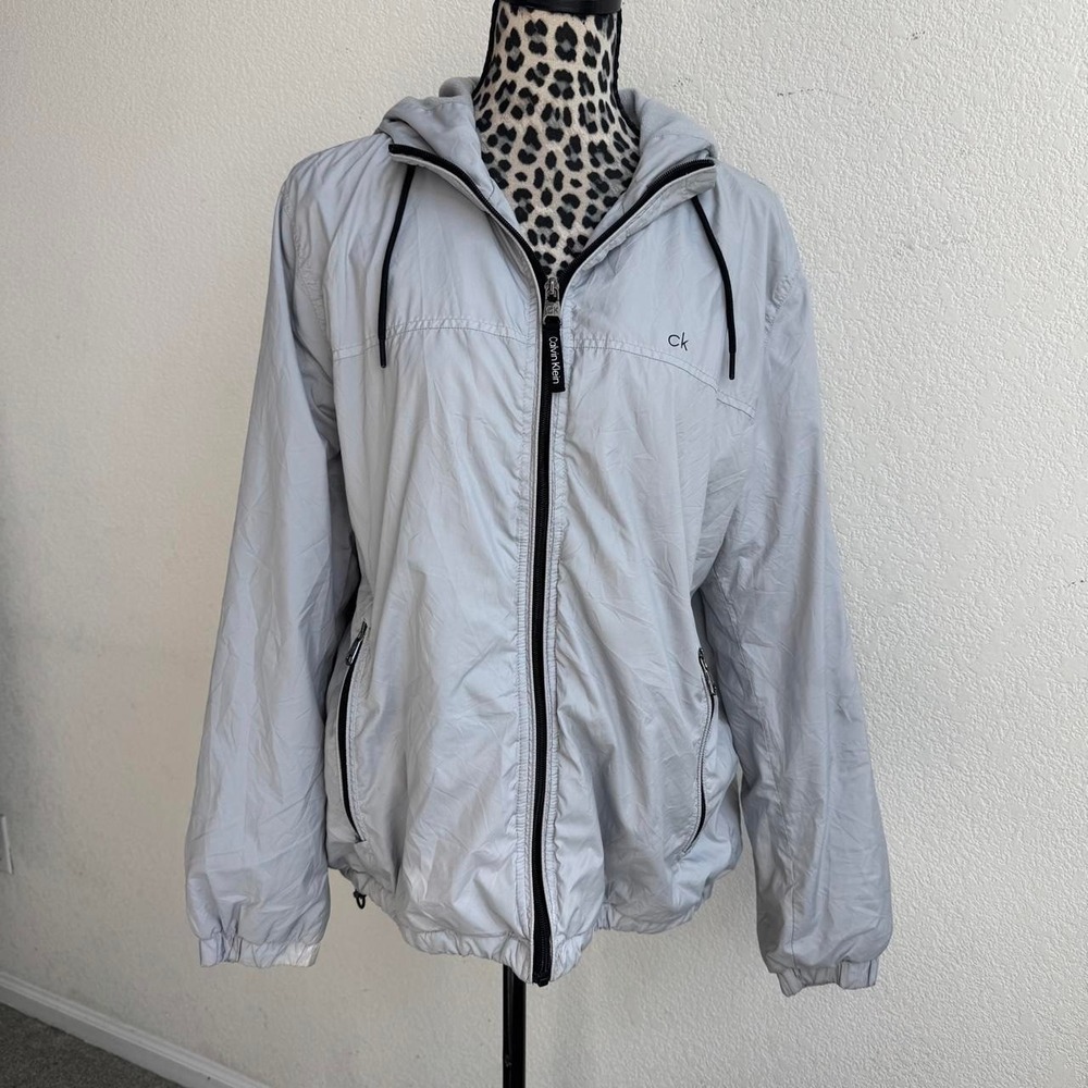 Calvin Klein grey windbreaker zip up jacket size L